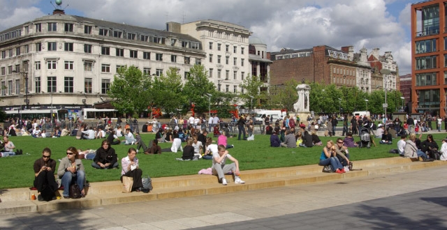Piccadilly Gardens in Manchester