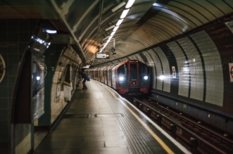 London Underground train in Tube station